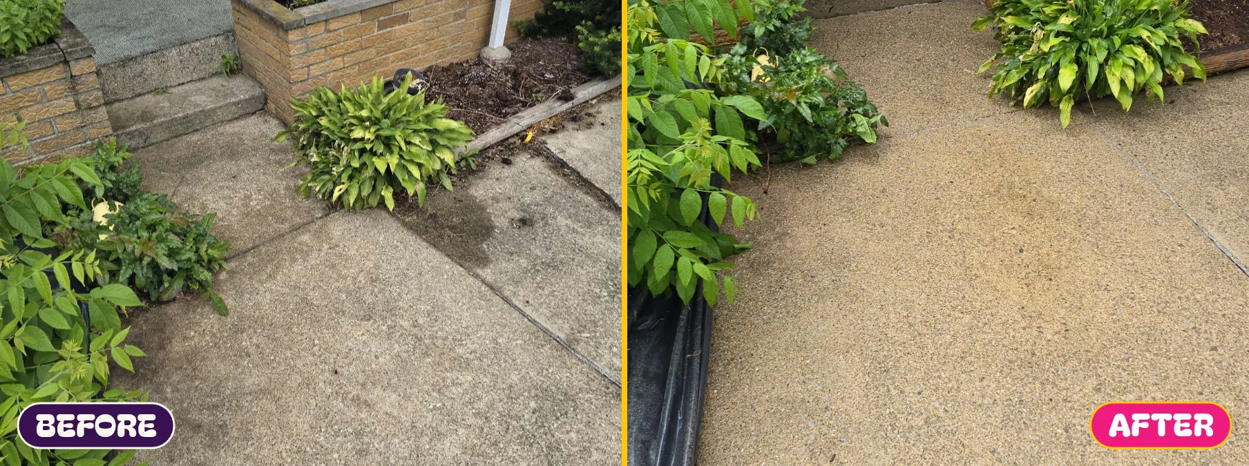 Before and after — Beautiful concrete patio transformation