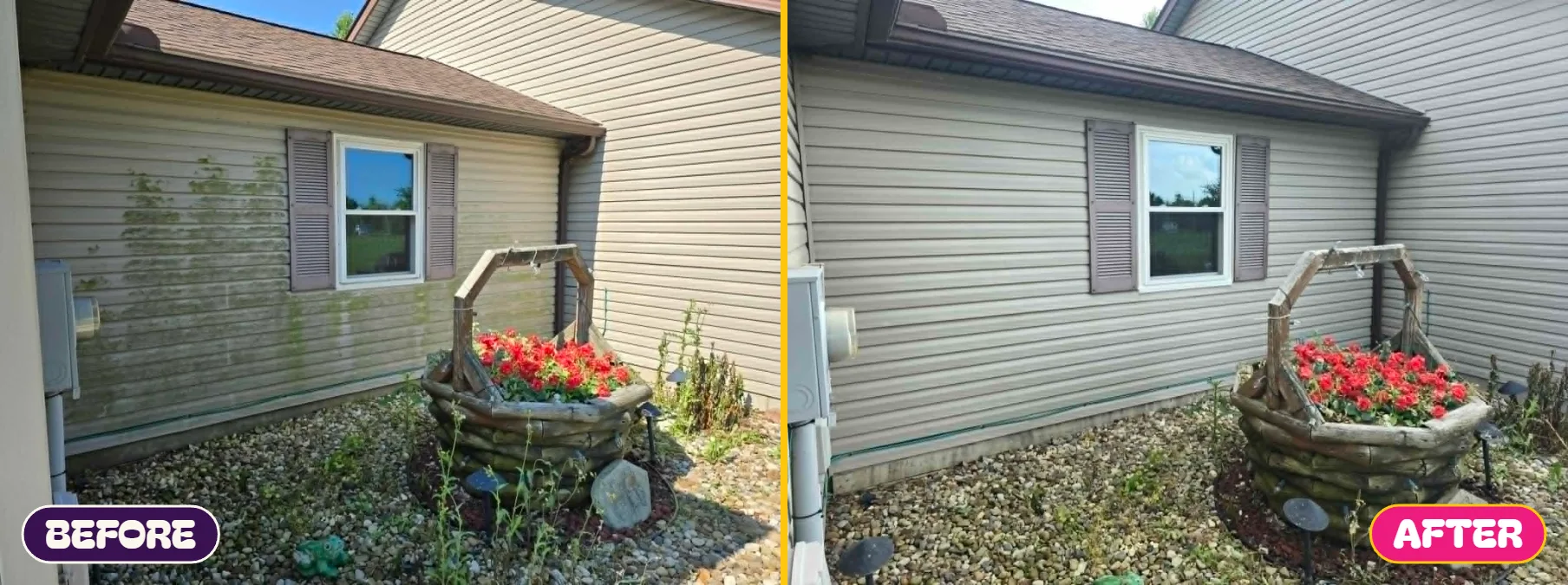 Before and after — 20 years of build up gone!